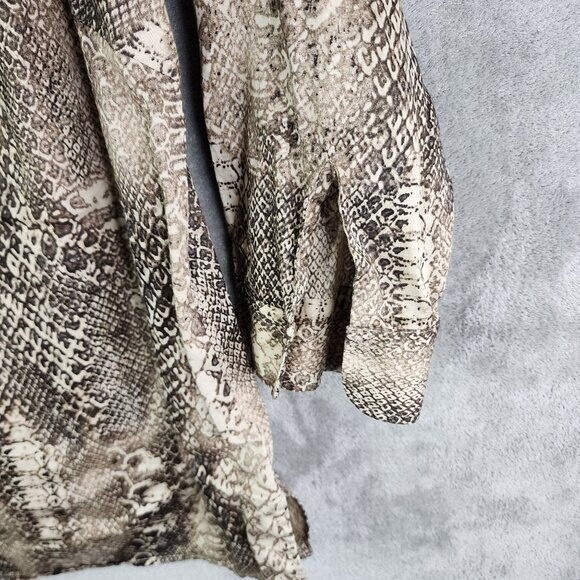 Womens Lauren Ralph Lauren Shirt Blouse Snakeskin Button Down 3/4 Sleeve Size 2X - Picture 5 of 10
